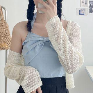 Halter Neck Ribbon Gingham Camisole Top