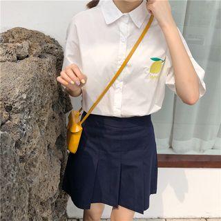 Short-sleeve Lemon Embroidery Shirt