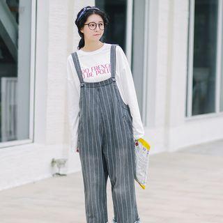 Pinstriped Wide Leg Dungaree