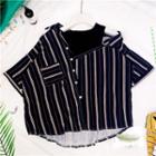 Striped Mock-two Shirt Black - One Size