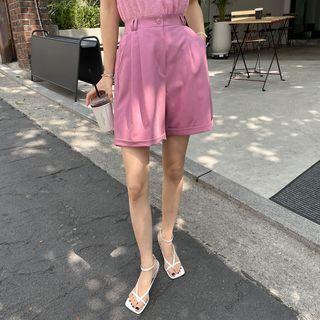 Roll-up Wide-leg Dress Shorts