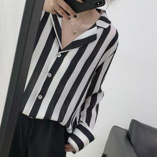 Chiffon Striped Long-sleeve Lapel Shirt