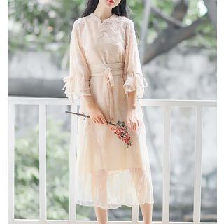 Tie-waist Bell-sleeve Dress