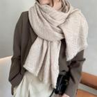 Patterned Knit Shawl Khaki - One Size