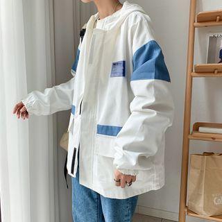 Contrast Color Hooded Cargo Jacket