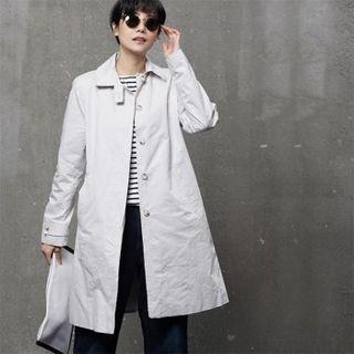 Hidden-button Mac Coat Gray - One Size
