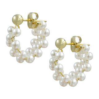 Pearl Cluster Hoop Earrings One Size