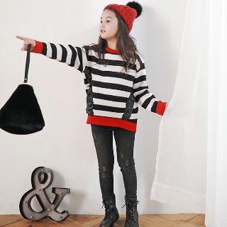 Family Matching Contrast-trim Stripe Sweater