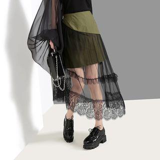 Panel Mesh A-line Semi Skirt