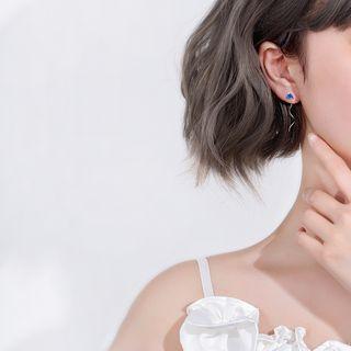 925 Sterling Silver Mt Fuji Dangle Earring 1 Pair - Blue - One Size