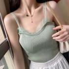 Mesh Trim Ribbed Camisole Top