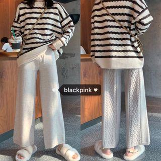 Striped Sweater / Knit Wide Leg Pants