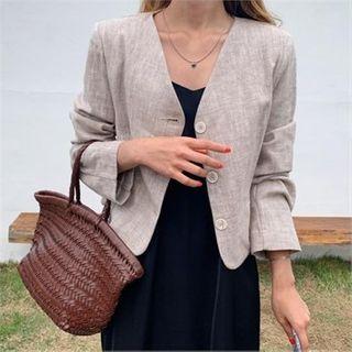 V-neck Herringbone Jacket