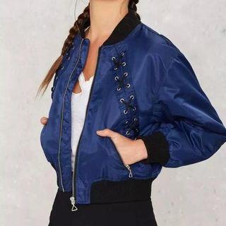 Lace-up Zip Baseball Jacket