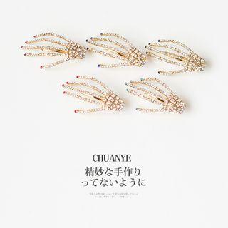 Rhinestone Hand Bone Hair Clip