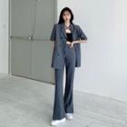 Short-sleeve Blazer / High-waist Boot-cut Dress Pants