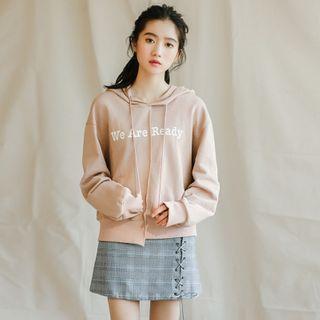 Asymmetric Letter Printed Hooded Pullover