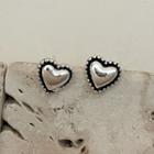 Heart Alloy Earring 1 Pair - Black & Silver - One Size
