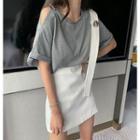 Plain Loose-fit Short-sleeve T-shirt / Jumper Skirt