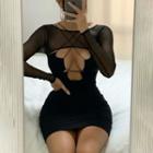 Set: Mesh Shrug + Spaghetti Sheath Dress