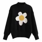 Mock-neck Flower Print Sweater