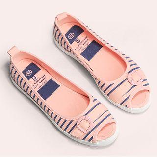 Pinstripe Peep-toe Flats