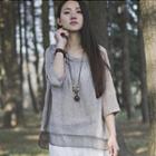 3/4-sleeve Pleated Top