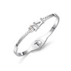 Fashion And Creative Tower Cubic Zirconia Titanium Bangle Silver - One Size