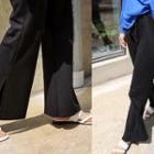 Drawstring-waist Slit-side Pants