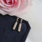 925 Sterling Silver Rhinestone Bar Dangle Earring 1 Pair - One Size