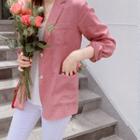 Single-breasted Linen Jacket Pink - One Size