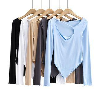 Long-sleeve Cutout Asymmetrical Top