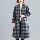 Frog Buttoned Plaid Jacket