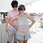 Couple Set: Patterned Bikini + Playsuit / Beach Shorts