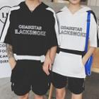 Couple Matching Lettering Short-sleeve Hooded T-shirt / Shorts