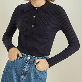 Polo Long-sleeve Knit Top