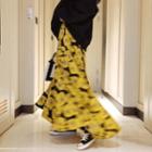 Floral Print Long Skirt Yellow - One Size