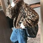 Leopard Fleece Oversize Jacket