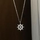 Ship Wheel Pendant Sterling Silver Necklace