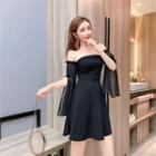 Long-sleeve Off Shoulder Mini A-line Dress