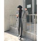 Hooded Checked Wool Blend Coat