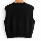 Chunky Knit Cropped Sweater Vest Black - One Size