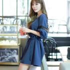 Perforated Trim 3/4 Sleeve Dress