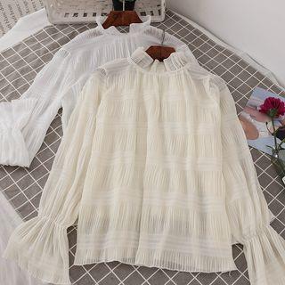 Frill Collar Pleated Blouse