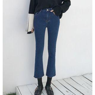 Cropped High Waist Boot-cut Jeans