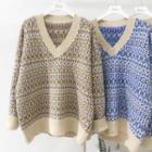 V-neck Ethnic Sweater