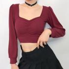 Sweetheart Neckline Cropped Knit Top
