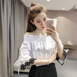 Lace Trim Off-shoulder Blouse