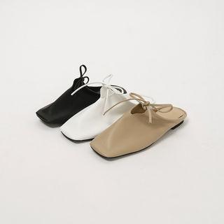 Square-toe Beribboned Mules