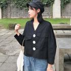 Button-detail Pocketed Shirt Black - One Size